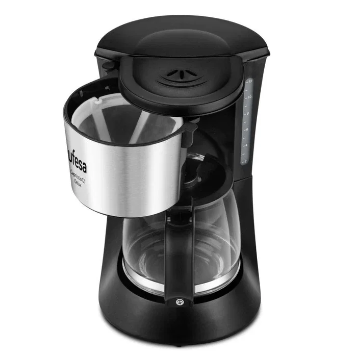 Ufesa CG7125 Capriccio 12 Delux Cafetera de goteo manual para 12 tazas (1.2L), 680W, filtro permanente, acero inoxidable/negro, referencia 71605329