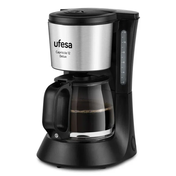 Ufesa CG7125 Capriccio 12 Delux Cafetera de goteo manual para 12 tazas (1.2L), 680W, filtro permanente, acero inoxidable/negro, referencia 71605329