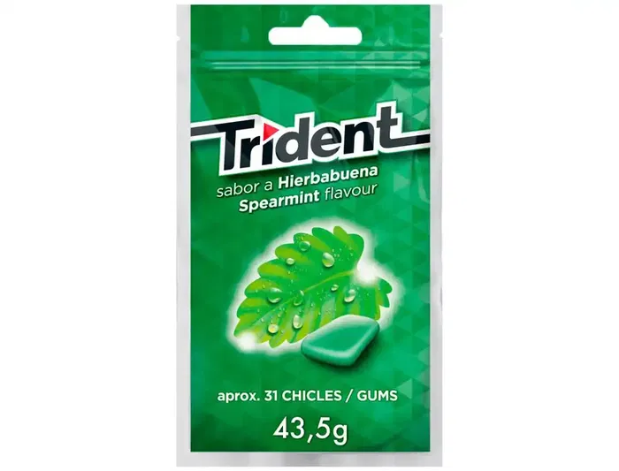 Trident Chicle en Grageas Sabor Hierbabuena Sin Azúcar - Bolsa de 43.5 g para Llevar a Cualquier Lugar, Ref. 43.5 r