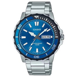 Casio MTD-125D-2A1VDF con esfera azul y correa de acero