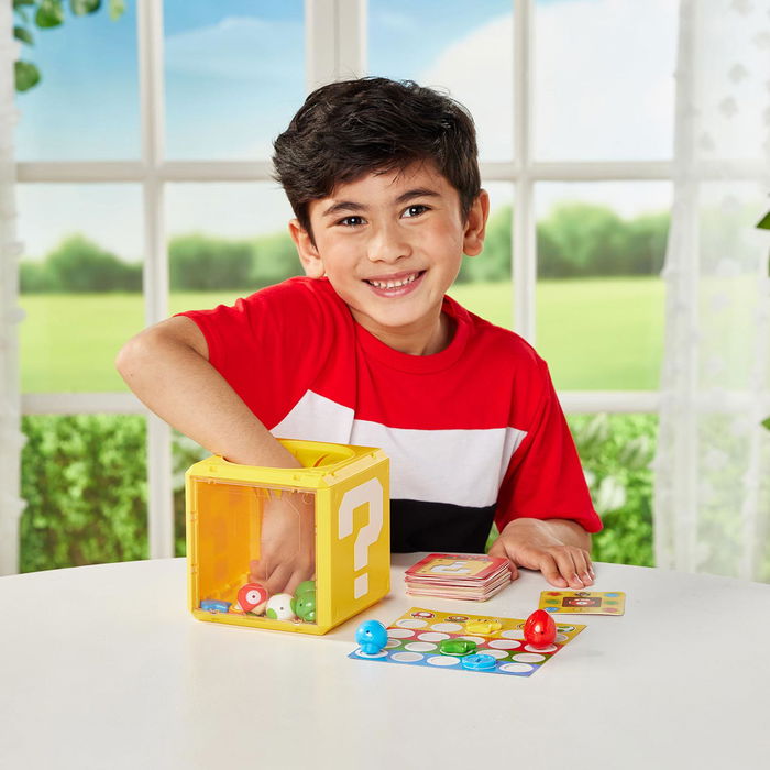 Epoch Question Block Super Mario 7556 Juego de Mesa, 3 Juegos en 1 con Bingo, Juguete +4 Años