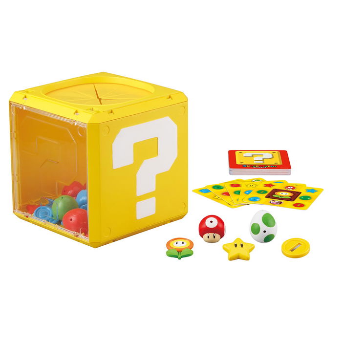 Epoch Question Block Super Mario 7556 Juego de Mesa, 3 Juegos en 1 con Bingo, Juguete +4 Años