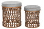 DKD Home Decor Set de 2 Reposapiés de Bambú y Poliéster Marrón