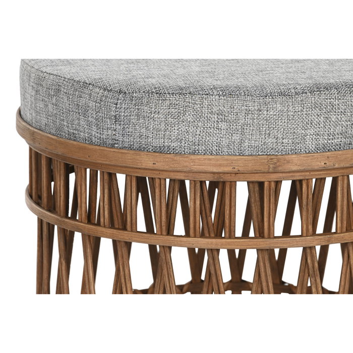 DKD Home Decor Set de 2 Reposapiés de Bambú y Poliéster Marrón