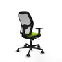 Silla de oficina Jorquera con mecanismo Sincro tapizada con Similpiel color Pistacho y malla color Blanco. Equipada con lumbar 1D, Brazos 1D y Ruedas 65mm nailon