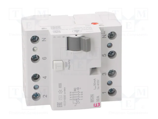 ETI POLAM EFI-P4 AC 32/0.03 Interruptor Diferencial 4 Polos 32A 30mA ETI POLAM EFI-P4 AC 32/0.03 Interruptor Diferencial 4 Polos 32A 30mA