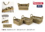 Inde Set de 3 Cestas Rectangulares con Asas 30 cm, 25 cm, 20 cm (8 Unidades)