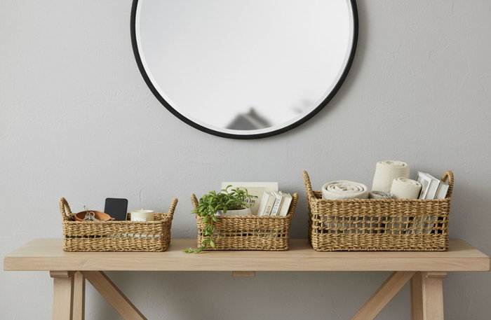 Inde Set de 3 Cestas Rectangulares con Asas 30 cm, 25 cm, 20 cm (8 Unidades)