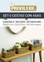 Inde Set de 3 Cestas Rectangulares con Asas 30 cm, 25 cm, 20 cm (8 Unidades)