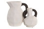 DKD Home Decor Jarrón de Gres con Asa, Acabado Rugoso Blanco y Gris