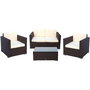 Aktive Conjunto Sofá (128x72 cm) + 2 Sillones (71x72 cm) + Mesa (80x50x32 cm) Acero Rattan Vidrio Poliéster
