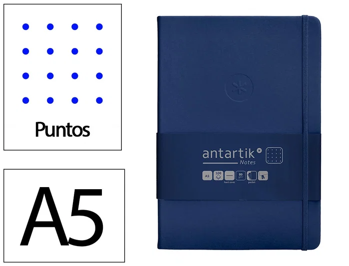Antartik Notes Cuaderno A5 Tapa Dura Hojas Puntos Azul Marino 100 Hojas 80gr FSC Antartik Notes Cuaderno A5 Tapa Dura Hojas Puntos Azul Marino 100 Hojas 80gr FSC
