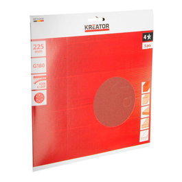 Kreator Disco de lija de 225 mm grano 180 con 6 agujeros, 5 uds