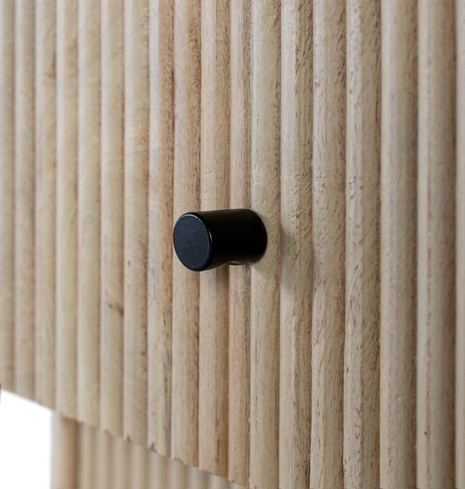 GINER Y COLOMER Mesita de Noche Madera de Mango con Cajones y Textura Acanalada