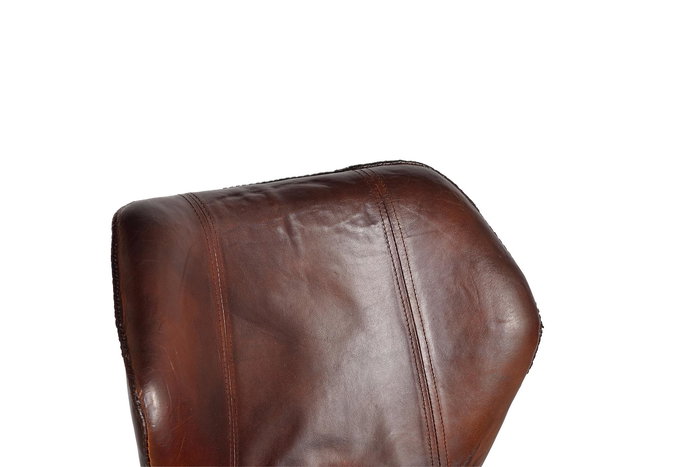 GINER Y COLOMER Taburete de Cuero Natural y Pata Metal Set 2 Unidades