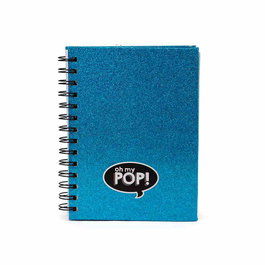 Oh My Pop Libreta Shine Blue Azul - Cuaderno Tapa Dura con Espiral, 100 Hojas en Blanco, 19x15.5cm
