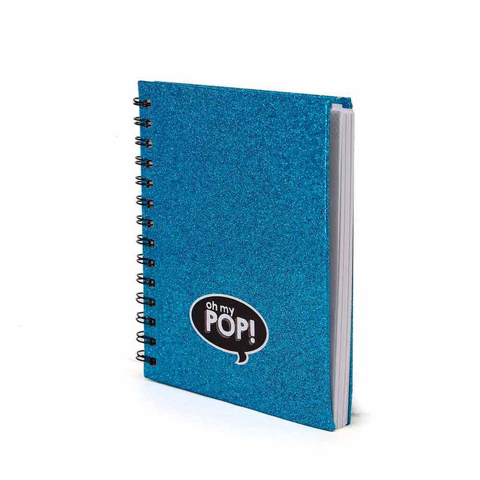 Oh My Pop Libreta Shine Blue Azul - Cuaderno Tapa Dura con Espiral, 100 Hojas en Blanco, 19x15.5cm
