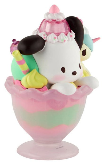Hello Kitty & Friends Window Box Figura Fast Food Pochacco Pink Unicorn Sundae 9 cm