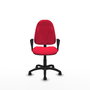Silla de oficina Algarra con mecanismo Contacto permanente básico tapizada con Tela color Rojo. Equipada con Base poliamida negra, Brazos fijos y Ruedas autofrenantes
