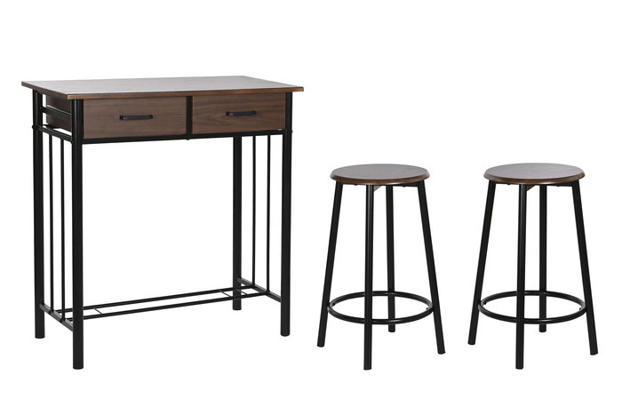 DKD Home Decor Mesa Negro Marron Metal MDF 50 x 84 x 80 cm Set de 3