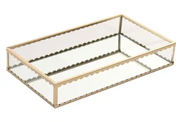 DKD Home Decor Bandeja de Decoración Cristal Metal Dorado