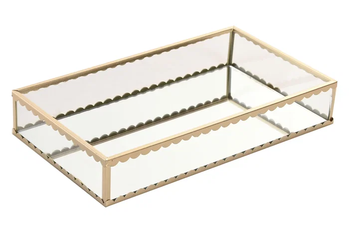 DKD Home Decor Bandeja de Decoración Cristal Metal Dorado DKD Home Decor Bandeja de Decoración Cristal Metal Dorado