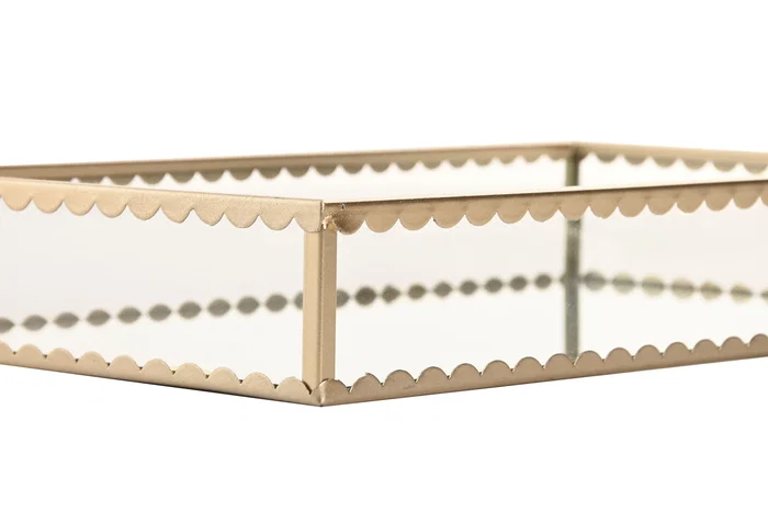 DKD Home Decor Bandeja de Decoración Cristal Metal Dorado DKD Home Decor Bandeja de Decoración Cristal Metal Dorado