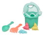 KioKids Set de Cubo de Playa Verde para Bebés con 7 Piezas, Incluye Cubo, Pala, Rastrillo, Tamiz y Moldes de Arena, A Partir de 18 Meses, Material Polipropileno y Trigo