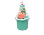 KioKids Set de Cubo de Playa Verde para Bebés con 7 Piezas, Incluye Cubo, Pala, Rastrillo, Tamiz y Moldes de Arena, A Partir de 18 Meses, Material Polipropileno y Trigo