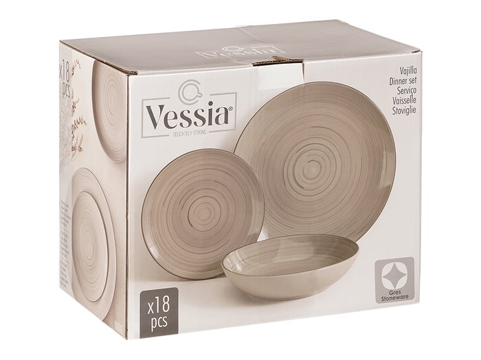 Vessia Set Vajilla 18 Piezas Espiral Gris Loza Cerámica 34.5x28.5x22 cm (Set de 2) Vessia Set Vajilla 18 Piezas Espiral Gris Loza Cerámica 34.5x28.5x22 cm (Set de 2)