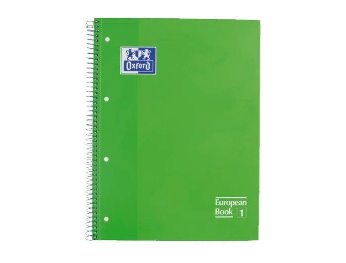 Oxford Bloc espiral tapa extradura microperforado DIN A4 80 hojas cuadros 5mm verde