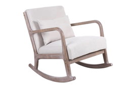 DKD Home Decor Mecedora de Lino y Rubberwood Beige