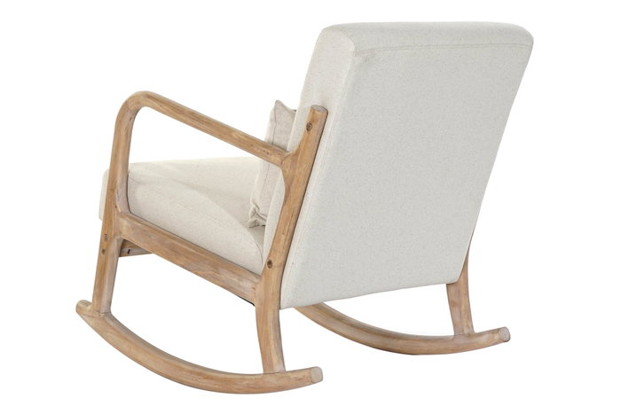 DKD Home Decor Mecedora de Lino y Rubberwood Beige DKD Home Decor Mecedora de Lino y Rubberwood Beige