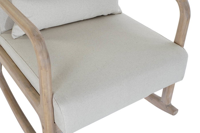DKD Home Decor Mecedora de Lino y Rubberwood Beige DKD Home Decor Mecedora de Lino y Rubberwood Beige