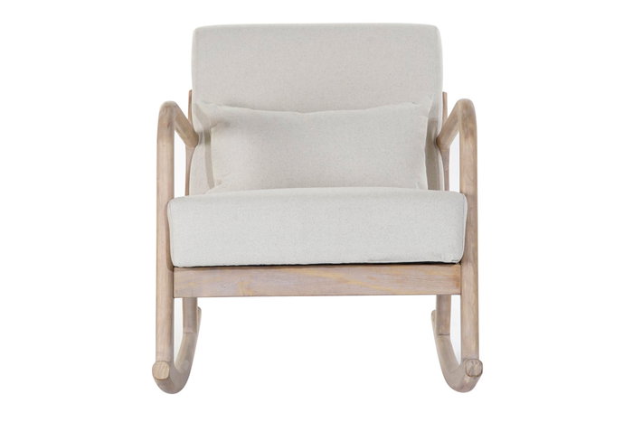 DKD Home Decor Mecedora de Lino y Rubberwood Beige DKD Home Decor Mecedora de Lino y Rubberwood Beige