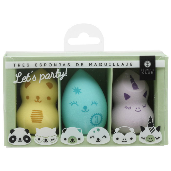 Cosmetic Club Juego de 3 Esponjas Maquillaje Kawaii