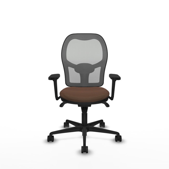 PIQUERAS Y CRESPO Silla de oficina Jorquera con mecanismo Sincro, tela marrón y malla gris PIQUERAS Y CRESPO Silla de oficina Jorquera con mecanismo Sincro, tela marrón y malla gris