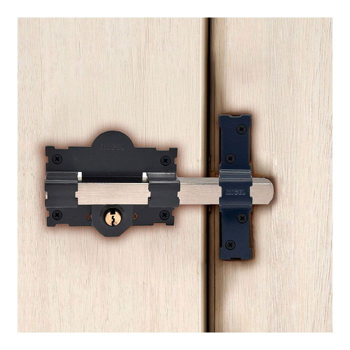 Micel Cerrojo Crr07 Sobreponer Reversible, Placa 105 mm y Cilindro 70 mm, Incluye 3 Llaves Serreta, Acabado Pintado Gris