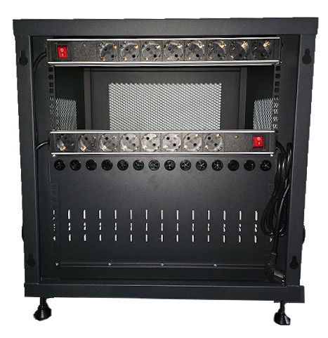 Ewent EW1714 Armario de Carga para 14 Portátiles Tablets Smartphones, Estación Móvil de Gestión y Carga, Negro, Hasta 14"