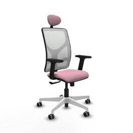 PIQUERAS Y CRESPO Silla de oficina Motilla Rosa y Blanco con Mecanismo Sincro