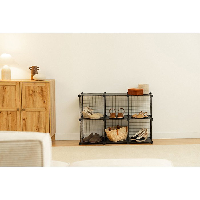 Newlux Estantería Modular Titan C6 Negra Metálica con 6 Módulos 64.5x94.5x31.5 cm Carga 60 kg