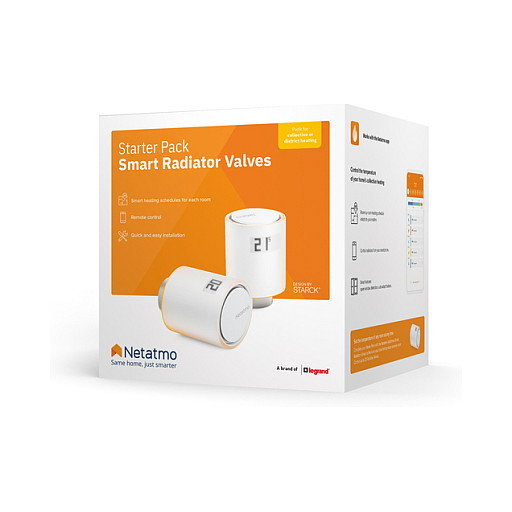 Netatmo NVP01-DE Termostato Inteligente para Radiador Starter Pack, Blanco, Control Giratorio 5-30°C, Wi-Fi 2.4 MHz, con Pilas AA (Versión Alemania)