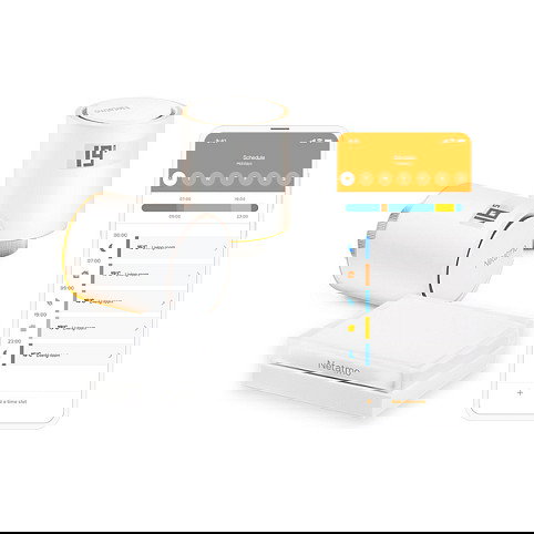 Netatmo NVP01-DE Termostato Inteligente para Radiador Starter Pack, Blanco, Control Giratorio 5-30°C, Wi-Fi 2.4 MHz, con Pilas AA (Versión Alemania)