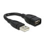 DeLOCK Adapter USB 2.0 Macho a Hembra, Cable A a A de 0,15 m Negro, Conector ST-BU, 15 cm