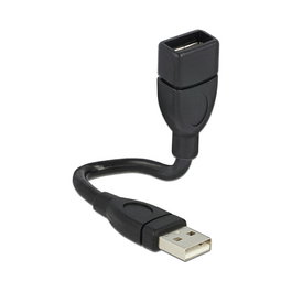 DeLOCK Adapter USB 2.0 Macho a Hembra, Cable A a A de 0,15 m Negro, Conector ST-BU, 15 cm