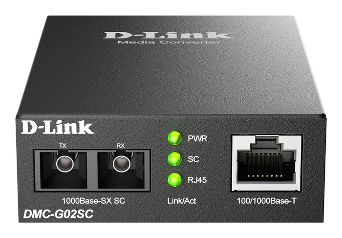 D-Link DMC-G02SC/B Convertidor de Medios 1000 Mbit/s Gigabit Ethernet a Fibra Óptica 1000Base-SX Multimodo SC, 550m