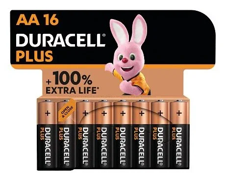 Duracell Pack de 16 Pilas AA Alcalinas Plus Power Boost 1.5V DPBLR6B16 - Batería de un solo uso