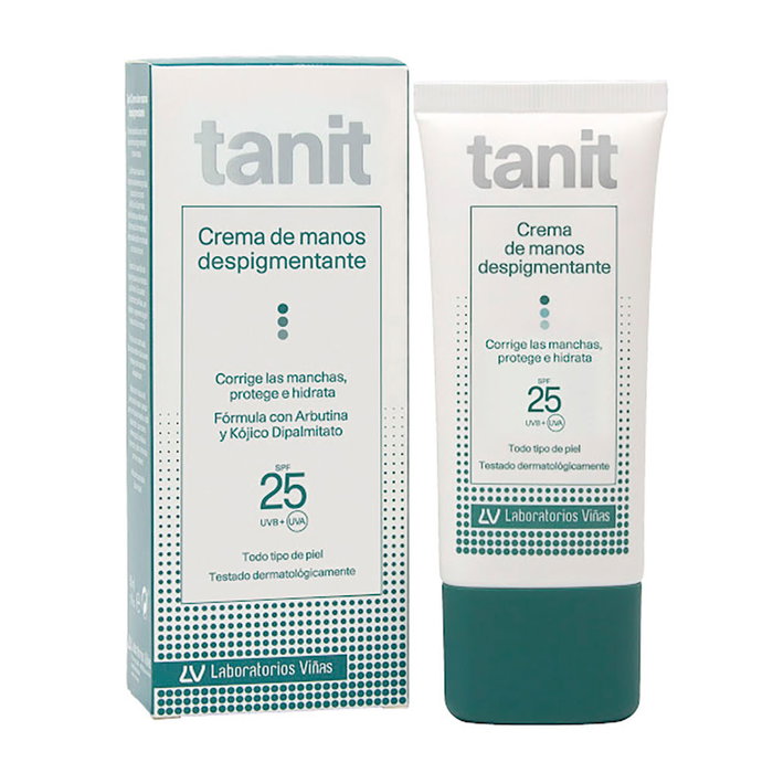 Tanit Crema de Manos Despigmentante SPF25 50 ml | Tratamiento Antiedad y Protector