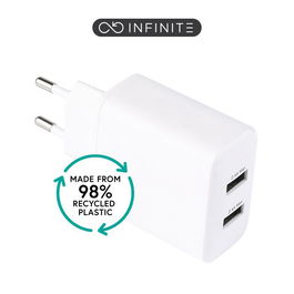 eSTUFF INFINITE UE 24W Cargador USB-A Blanco - 98% Plástico Reciclado