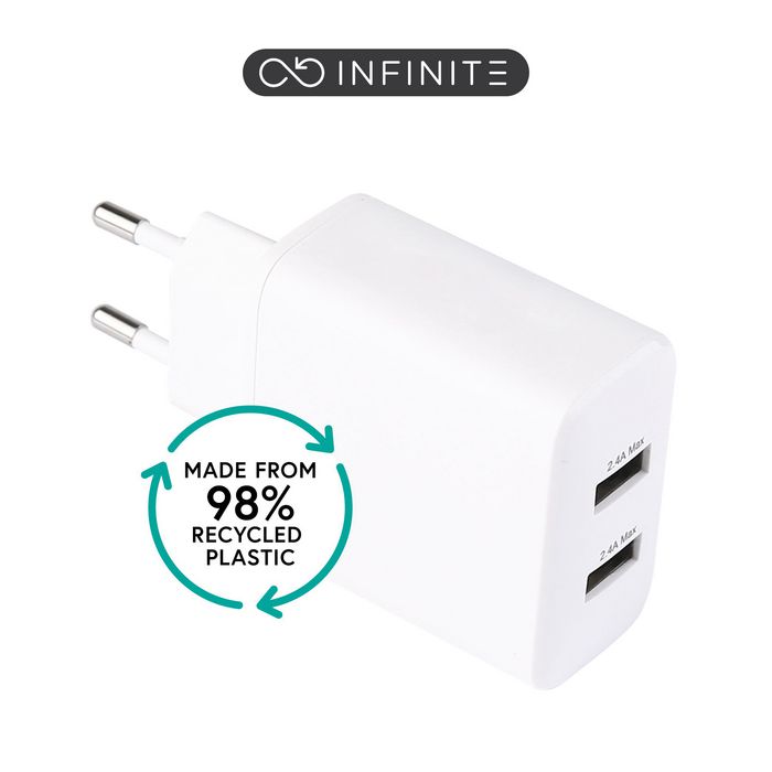 eSTUFF Cargador INFINITE USB-A 24W - Blanco - Con Plástico 98% Reciclado eSTUFF Cargador INFINITE USB-A 24W - Blanco - Con Plástico 98% Reciclado